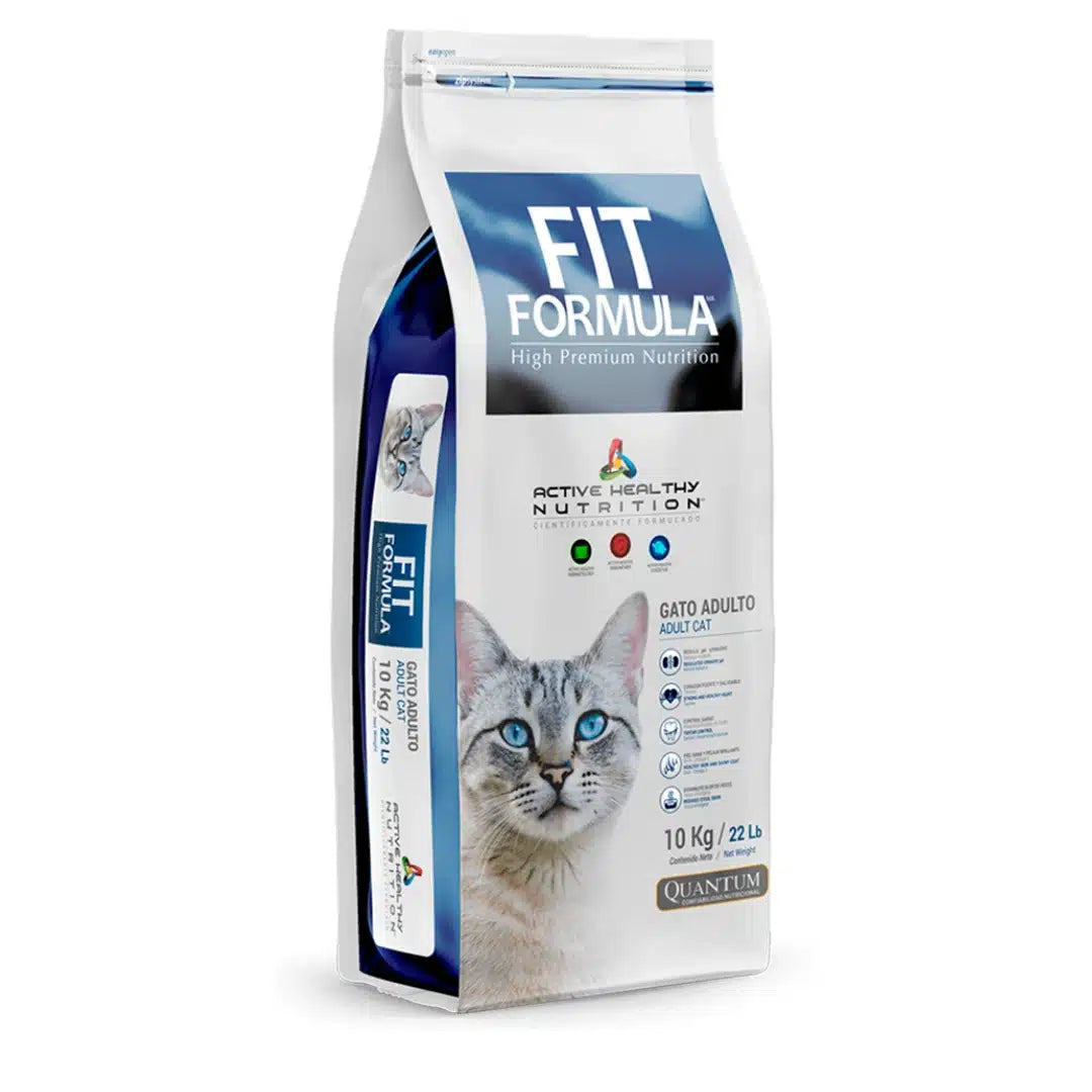 alimento seco Fit Fórmula para gatos, fórmula balanceada para nutrición diaria y mantenimiento de la salud en felinos adultos.