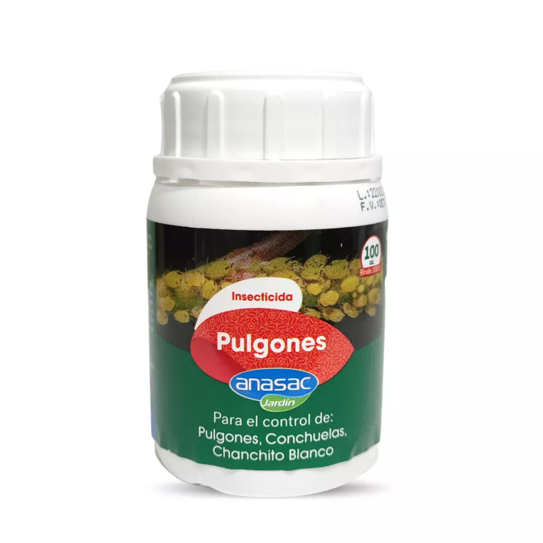 Insecticida líquido Anasac de 100 cc para pulgones, tratamiento eficaz contra áfidos y otras plagas succionadoras en plantas ornamentales y frutales.