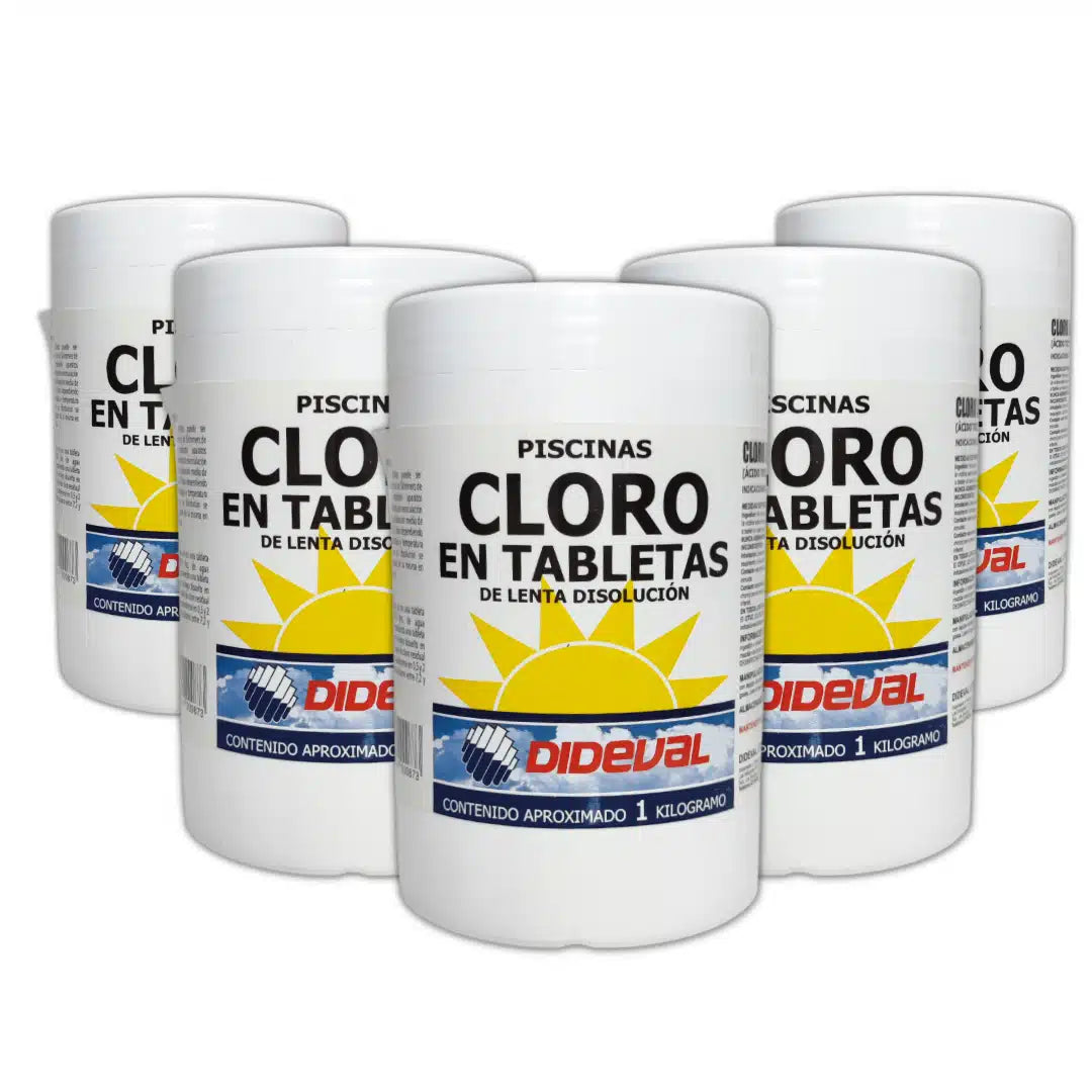 Cloro en Tabletas Dideval 5 kg para Desinfección de Piscinas