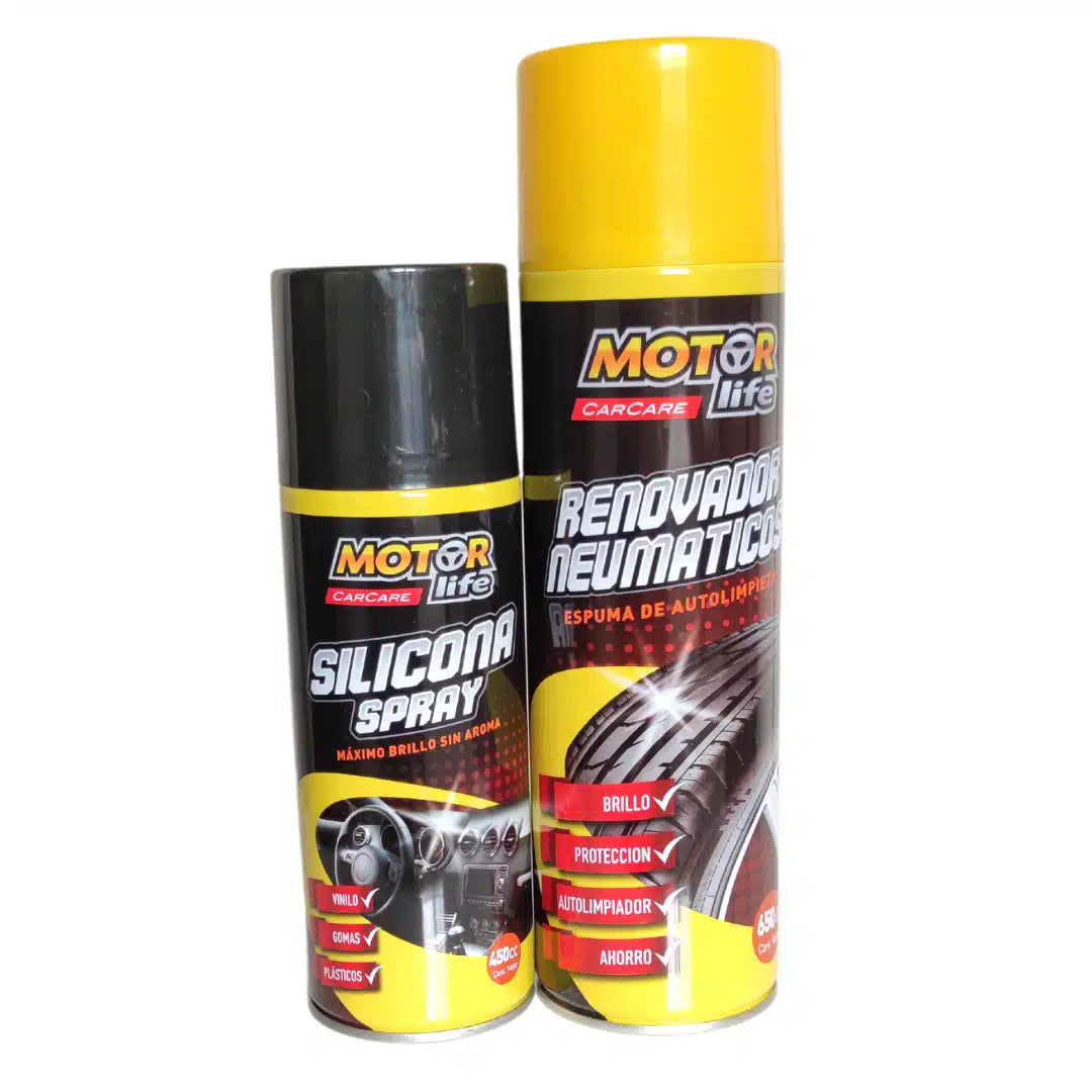 Kit de lavado automotriz Momo, con silicona renovadora de neumáticos para brillo duradero y guante de microfibra 2 en 1 para un lavado seguro sin rayar.