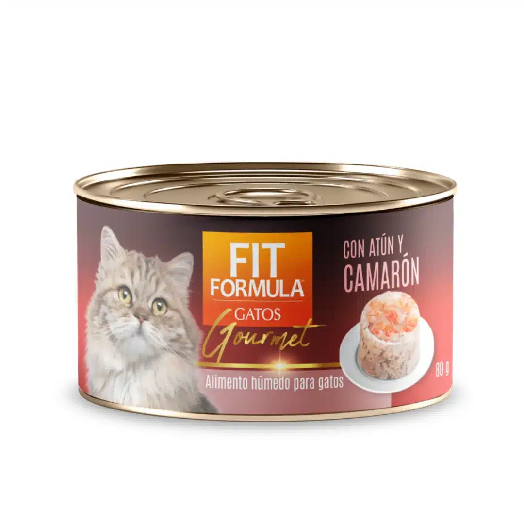 alimento húmedo Gourmet sabor atún y camarón para gatos, nutrición completa con alta palatabilidad