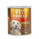 alimento húmedo Fit Fórmula sabor pollo para perros adultos, ideal como dieta completa o topper.