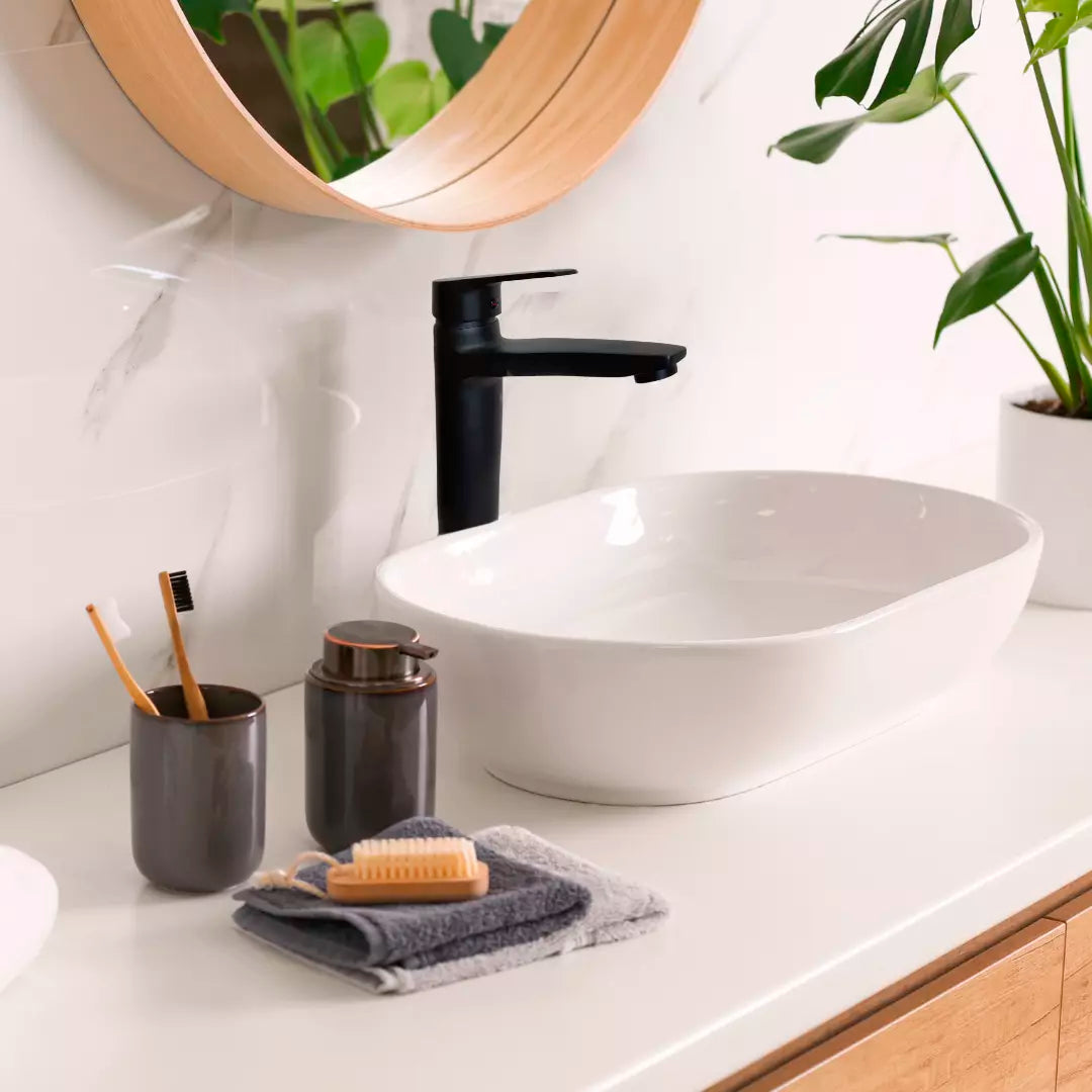 Monomando Lavamanos Taumm Alto NOTTE Negro Mate para Lavabo Elevado