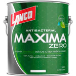Esmalte al agua Lanco Máxima Zero semibrillo color blanco, pintura de bajo COV (VOC) de alta lavabilidad para uso en interiores y espacios sensibles.
