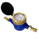 Medidor remarcador de agua de 1/2 pulgada con terminales, contador volumétrico para medir consumo individual en viviendas y departamentos.