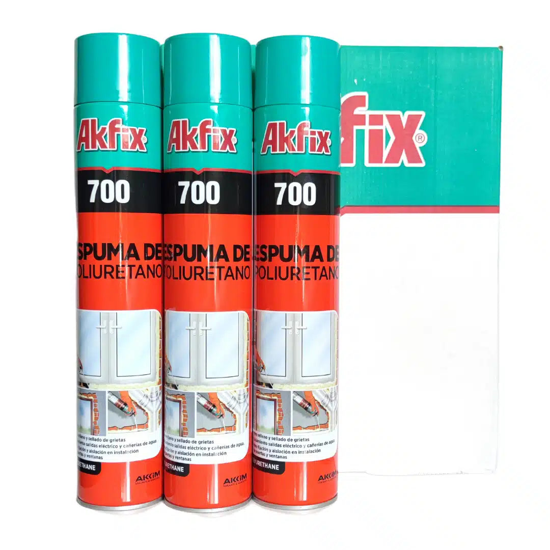 espuma expansiva de poliuretano (PU FOAM) Akfix, ideal para el aislamiento y relleno de grandes cavidades
