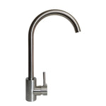 Monomando de lavaplato vertical de acero INOX, grifo de cocina con caño giratorio y palanca única para control de agua.