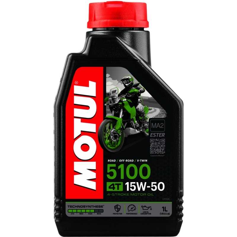 aceite de motor Motul 5100 15W50 semi-sintético para motos de 4 tiempos y altas exigencias