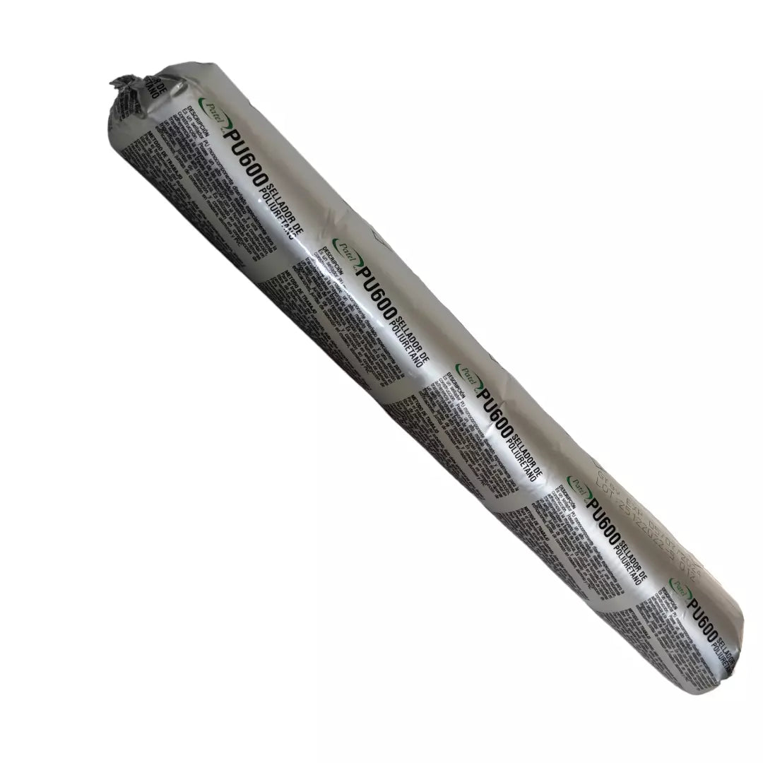 Kit de 5 cartuchos de sellador de poliuretano Patel gris y pistola profesional, masilla elástica para sellado de juntas en construcción con alta adherencia y resistencia.