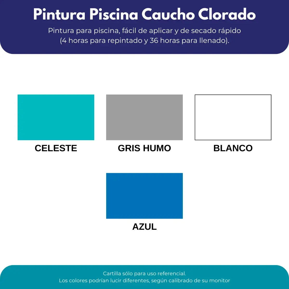 Colores de Pintura para piscina de caucho clorado Sipa 4 gl