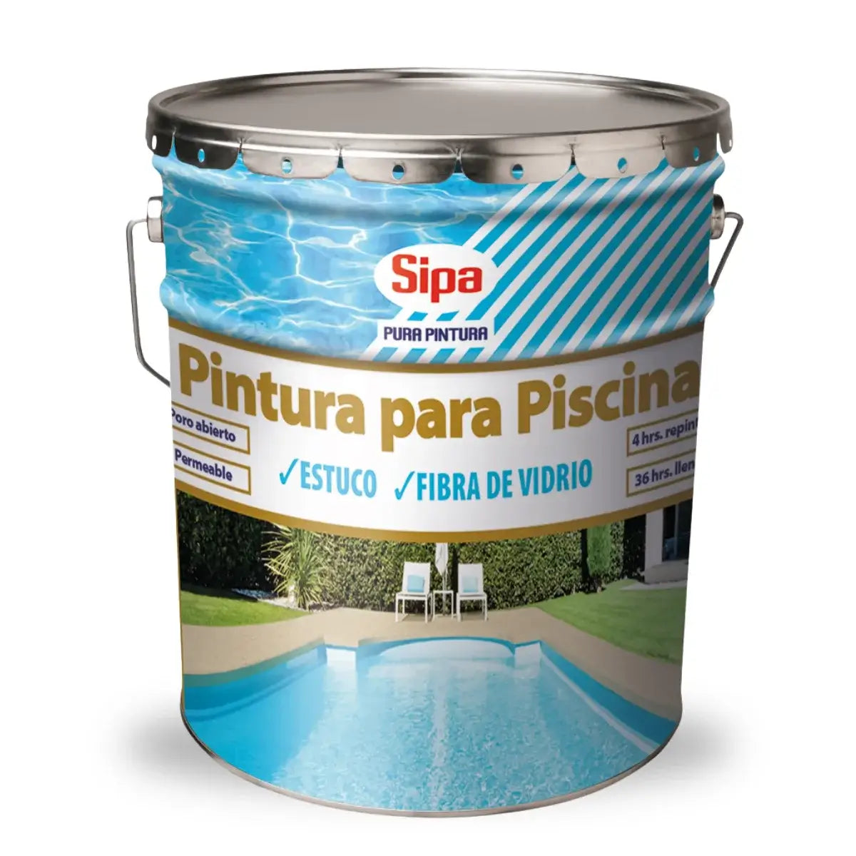 Pintura para piscina de caucho clorado Sipa 4 gl para piscinas de hormigón