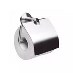 Porta rollos de papel higiénico de acero inoxidable con tapa, accesorio de baño resistente a la corrosión para montaje en pared.