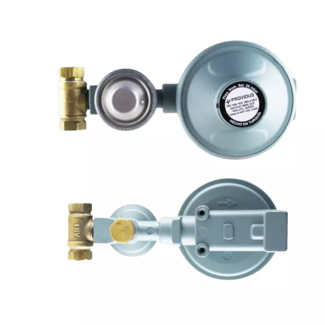 Regulador de gas 45kg doble certificado Providus con flexibles.