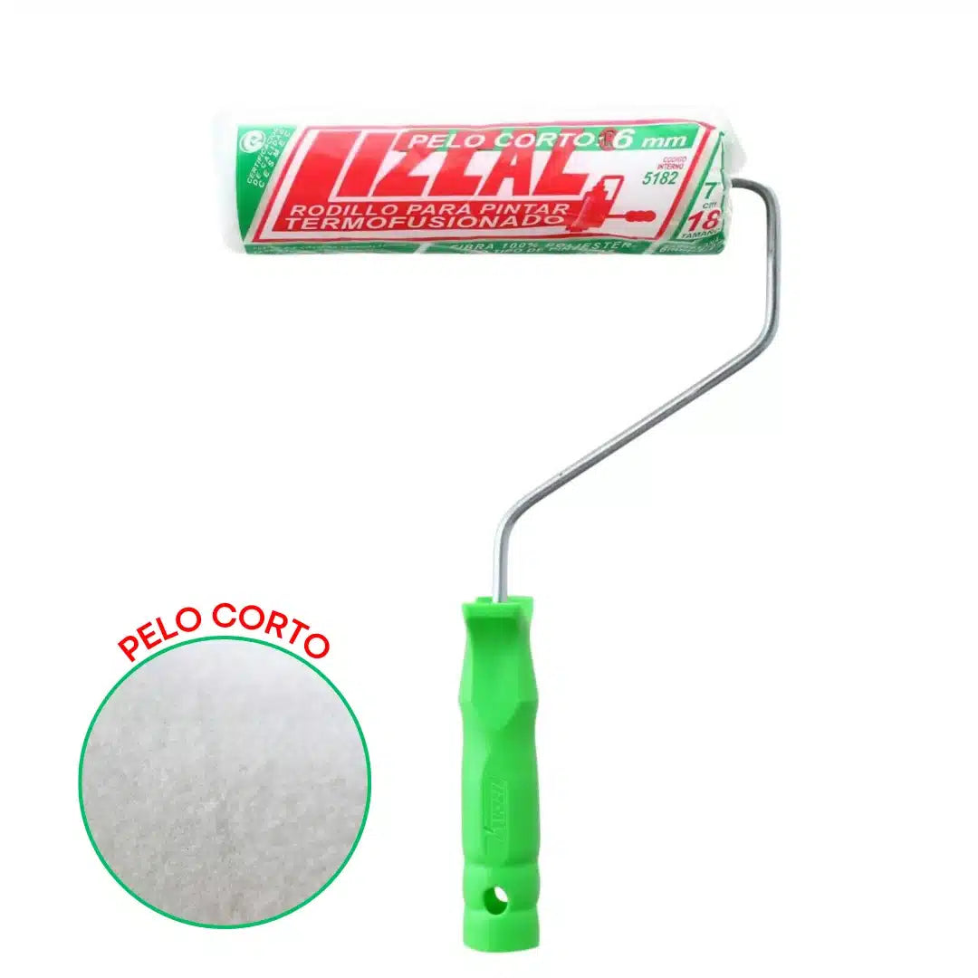 Rodillo sintético Lizcal 6 mm x 18 cm, mini rodillo de pelo corto para acabados profesionales, ideal para superficies lisas, esmaltes y barnices.