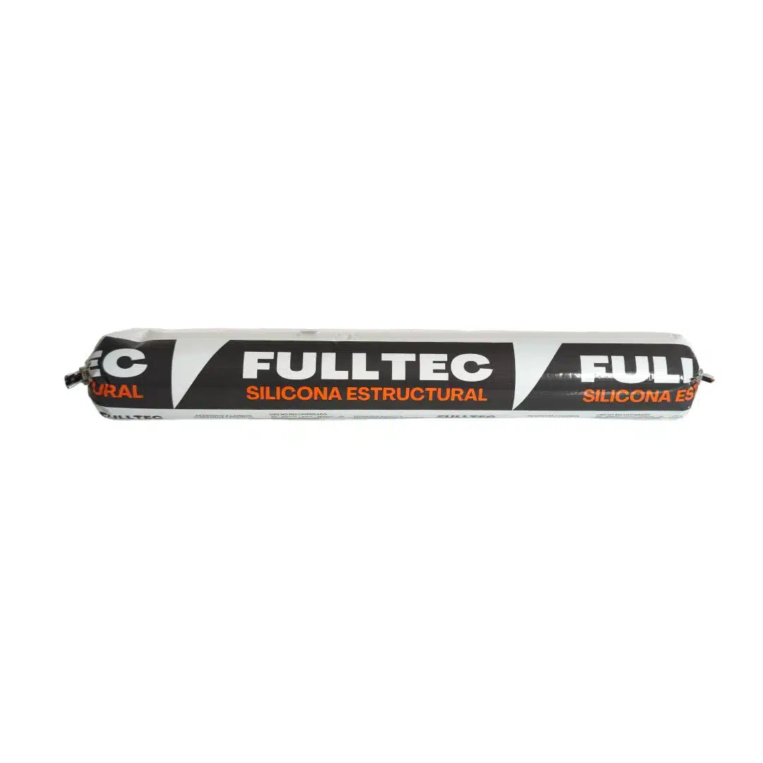 Kit de sellado profesional Fulltec, incluye silicona estructural negra y pistola calafatera, ideal para aplicaciones de alta exigencia en construcción y fachadas.