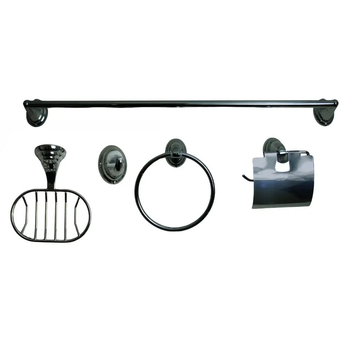 Set de 5 accesorios de baño Taumm Tipo Colomba en Zamak cromado.