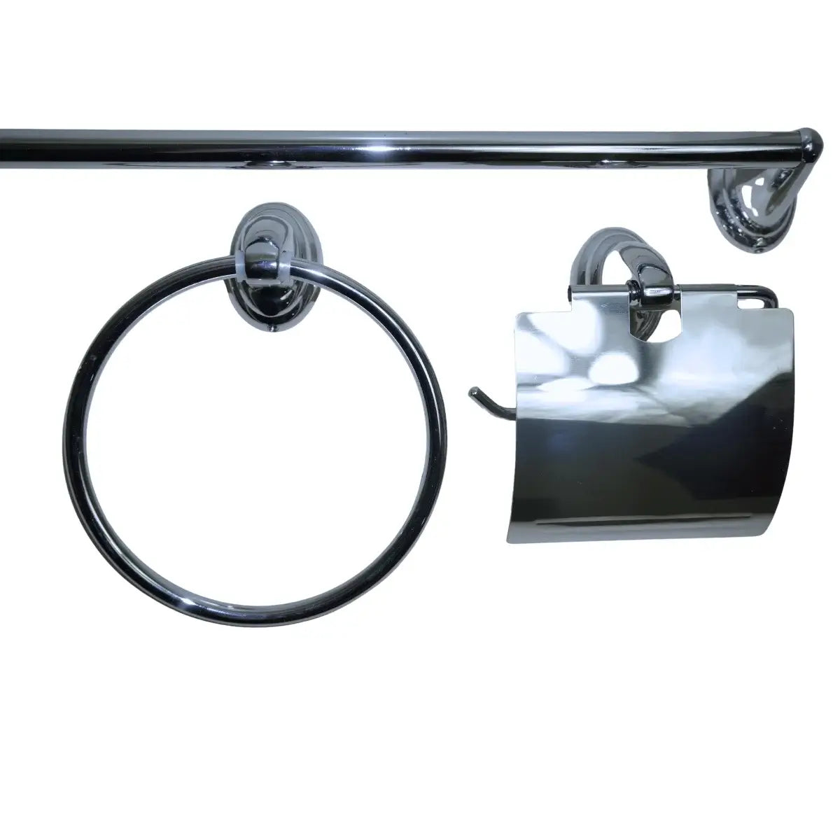 Set de 5 accesorios de baño Taumm Tipo Colomba en Zamak cromado.