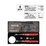 Kit profesional Yato YT-0662 de 4 herramientas de inspección telescópicas: espejos circulares y rectangulares e imanes de recogida, para mecánica y fontanería.
