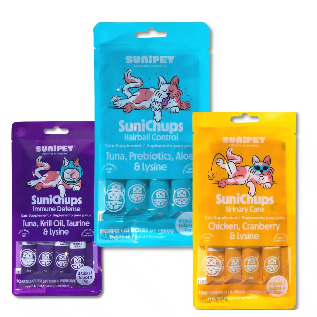 Kit de higiene dental para gatos con alimento húmedo Gourmet enriquecido con Omega 3, para cuidado bucal y nutrición premium.