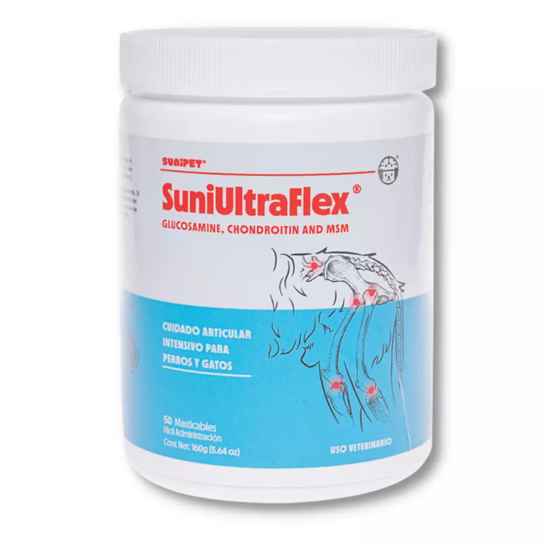 Suplemento articular Condrovet Suni Ultraflex para mascotas movilidad y salud articular