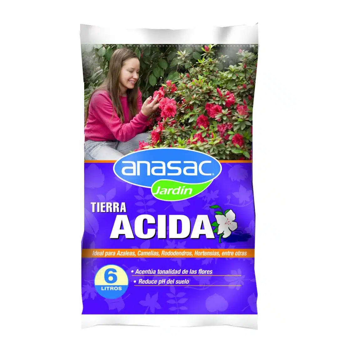 Tierra ácida 6 litros para plantas acidófilas y jardinería