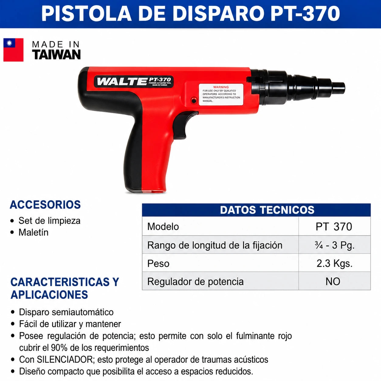 Pistola De Clavos Tipo Hilti Calibre 27 Walte Pt-370